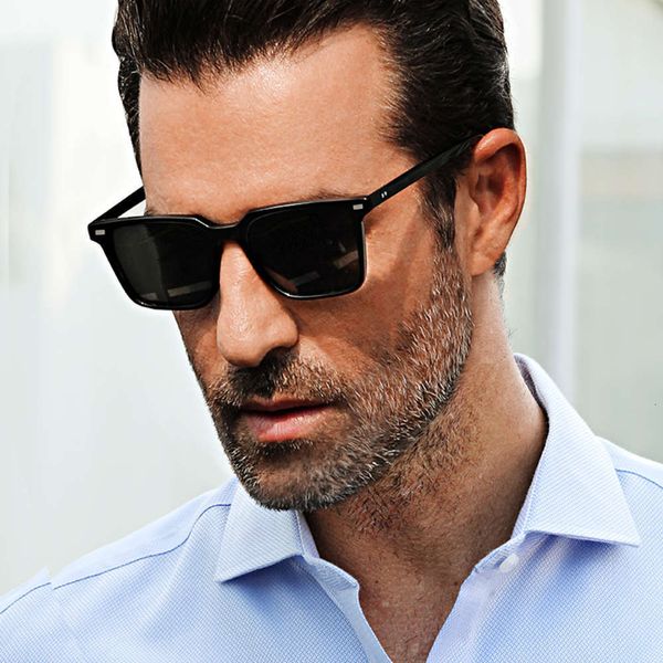 

highend accessories new vintage acetate men retro square polarized antiuv glass drive outdoor sunglass, Black