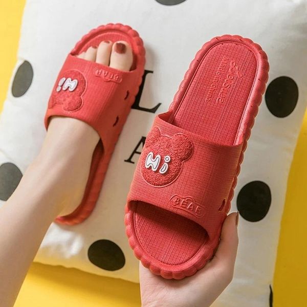 

slippers non-slip men and women summer cartoon sandals indoor home bathroom couple light comfortale soft bottom, Black