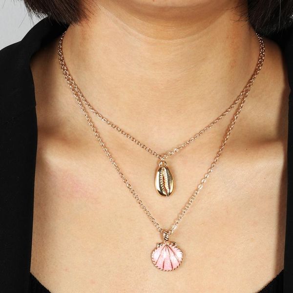 

chokers enamel big alloy shell statement necklaces & pendants for women ocean style gold color valentine's day berloques colar, Golden;silver