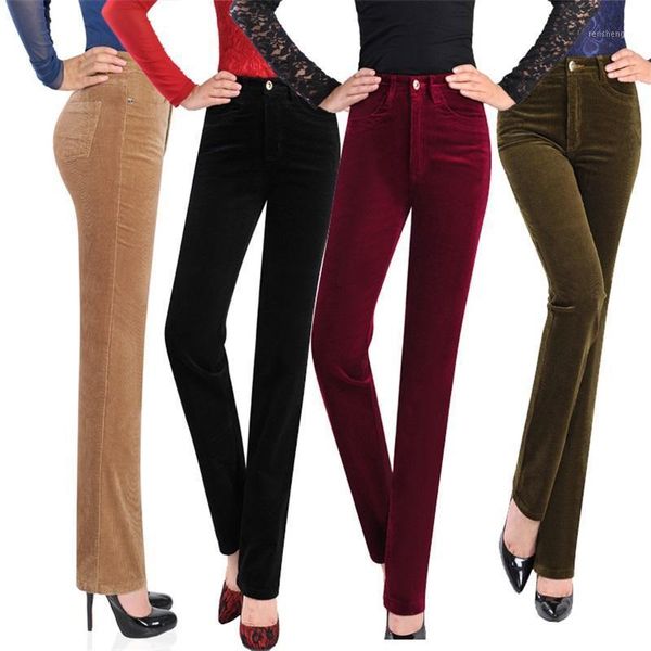 

women's pants & capris high waist corduroy straight casual trousers middle-aged autumn and winter velvet, Black;white