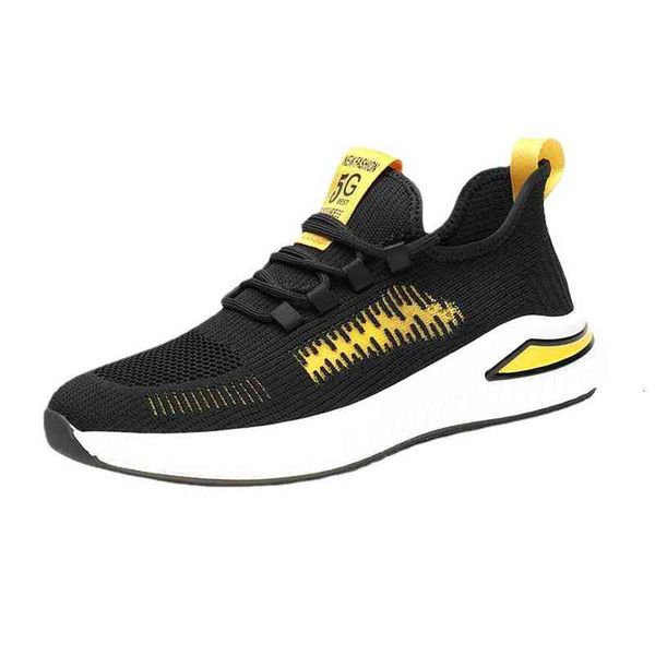 

men's shoes autumn breathable mesh casual sports flying woven one foot men's 2021 running, Black