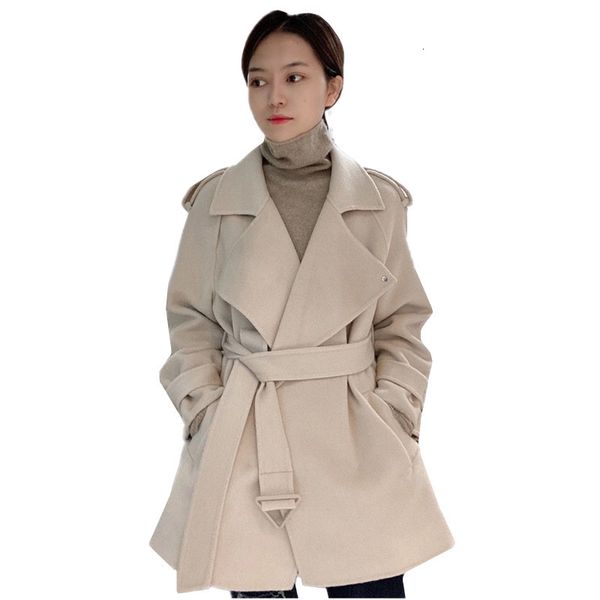 

women's jackets autumn winter double sided cashmere overcoat women korean long sleeve lace up solid woolen coat fashion ladies woo, Black;brown