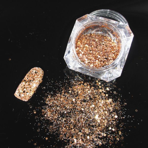 

1 box 3d colorful sequins spangles manicure nails art decorations nail mermaid glitter flakes sparkly, Silver;gold