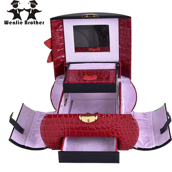 

wenjie brother good looking 6 color to choose make up box makeup case beauty cosmetic bag multi tiers lockable jewelry bags & cases