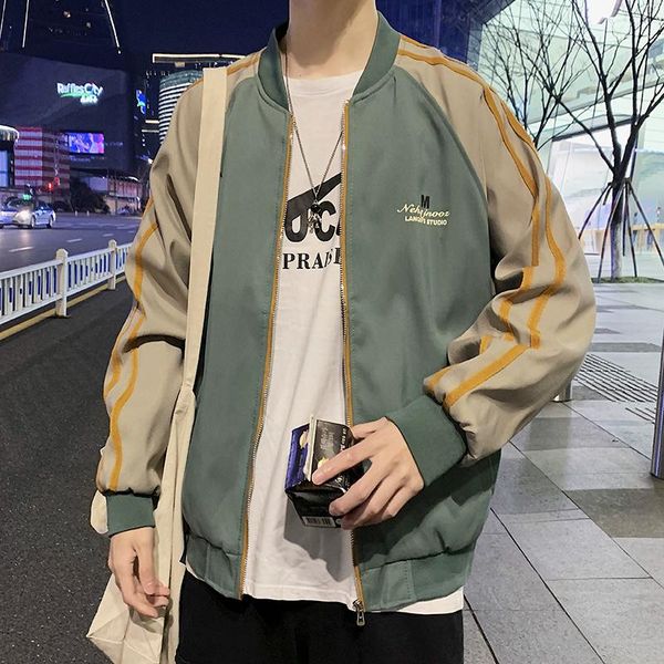 

spring hip hop patchwork color block jackets mens harajuku streetwear bomber jacket men baseball coats couple clothing men's, Black;brown