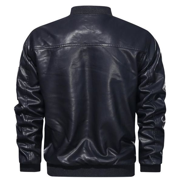 

men's & faux fur darphinkasa casual motorcycle pu men fashion retro warm leather jacket zipper1 x0ib, Black