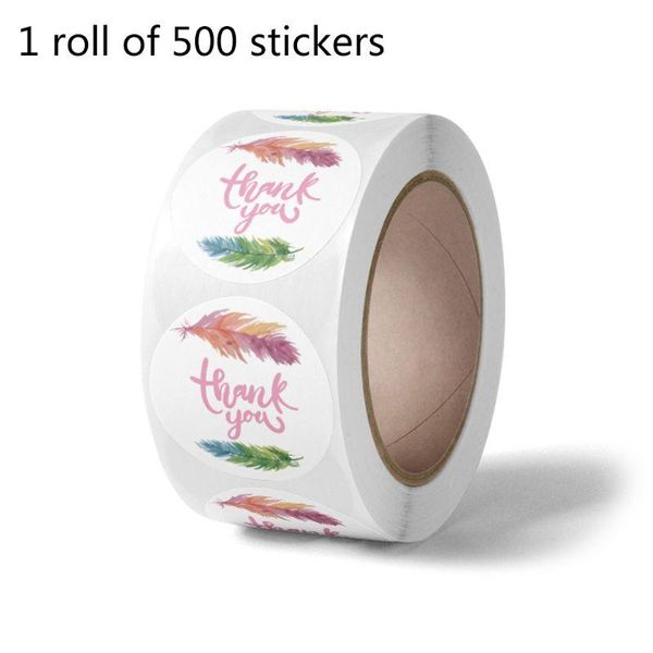 

gift wrap 500pcs thank you stickers feather round seal label for small shop wedding package envelope sticker