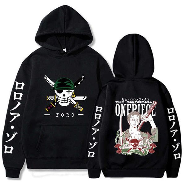

one piece anime hoodie print pullover long sleeve loose casual fashion uniex p0811, Black
