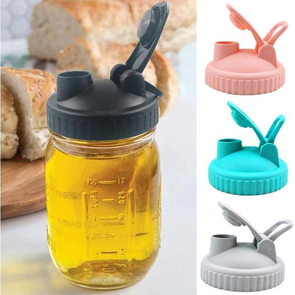 

kitchen storage & organization 5pcs drink bottle lid wide hole cover reusable leak proof cap for mason jar can