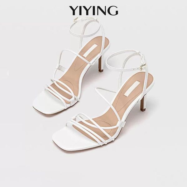 

summer high-heeled sandals french style white cross straps women fairy word thin heel female, Black