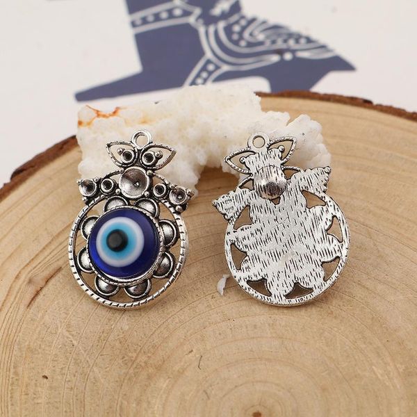 

charms 10pcs turkish fashion antique evil eye series retro silver color necklace diy accessory earring pendant finding, Bronze;silver