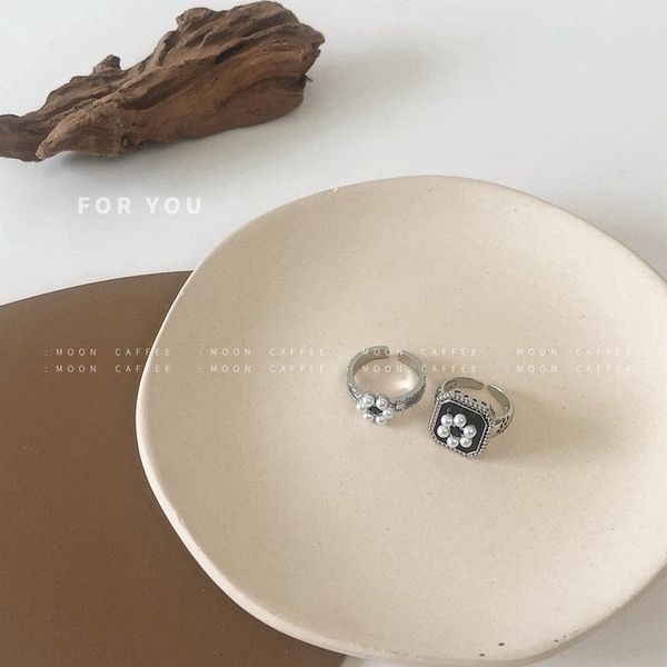 

elk net red ins band s super fire black oil dripping pearl agate opening adjustable xiaozhongxin agate ring ring, Silver