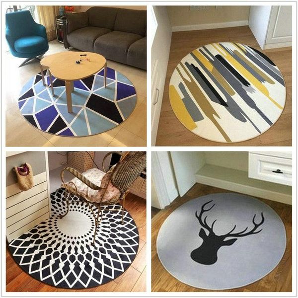 

simple nordic round carpet modern home living room coffee table bedroom bedside bed cute hanging basket computer chair cushion carpets