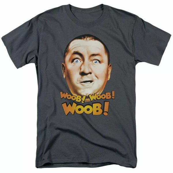 

the three stooges woob woob woob t shirt mens licensed moe larry curly charcoal, White;black