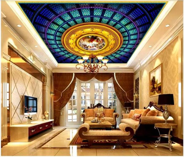 

wallpapers wdbh 3d ceiling murals wallpaper custom po european mythical figure stained glass background painting living room home decor wall