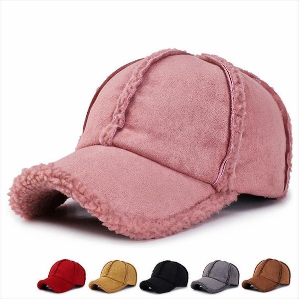 

women winter baseball cap wool sheepskin thicken warm solid colourful men casual sports trucker korean snapback bone, Blue;gray