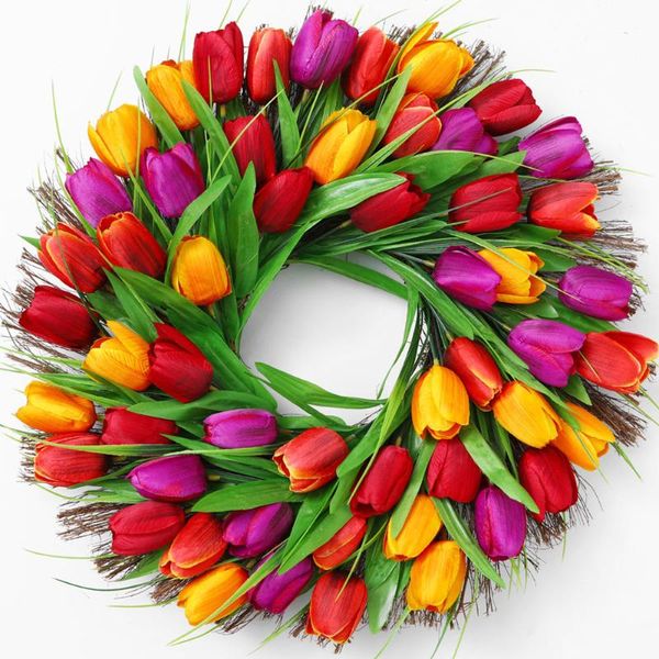

decorative flowers & wreaths home decor outdoor wall hanging ornaments front door wreath beautiful 2 styles artificial tulip realistic