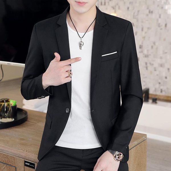 

men's suits & blazers spring autumn slim formal business suit 1&2 button long sleeve jacket men casual party coat clothing, White;black