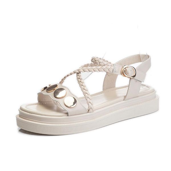 

sandals shoes women summer 2021 soft beach sandalia damen flats female footwear chic style spanish zapatos mujer schuhe donna, Black