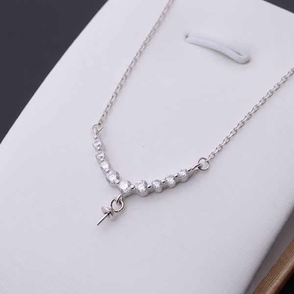 

s925 silver necklace women's pendant pearl personality pendant set clavicle chain diy jewelry accessories empty support 280