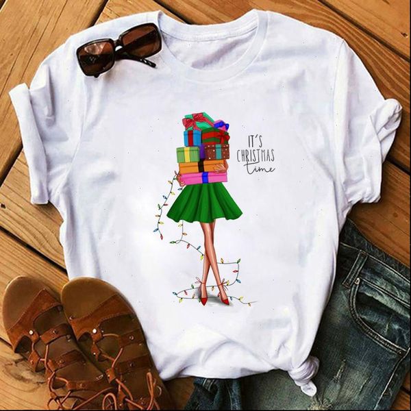 

womens women christmas femme letter print graphic tees year t shirt female tee camisas mujer shirts, White