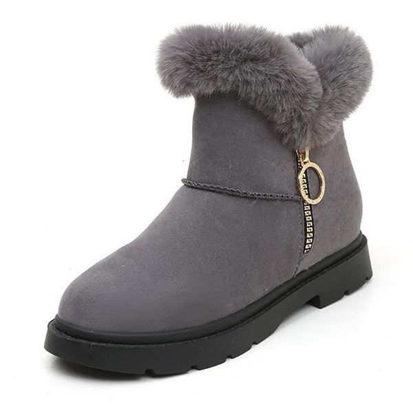 

boots 2021 winter snow mid-tube fashion flat and velvet warm cotton, Black