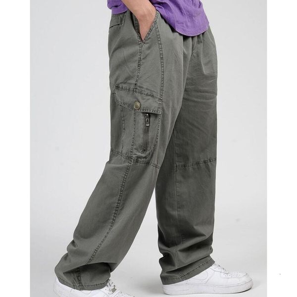 

men's pants large pants, casual slacks, pockets, elastic bands, men's lower garments., Black