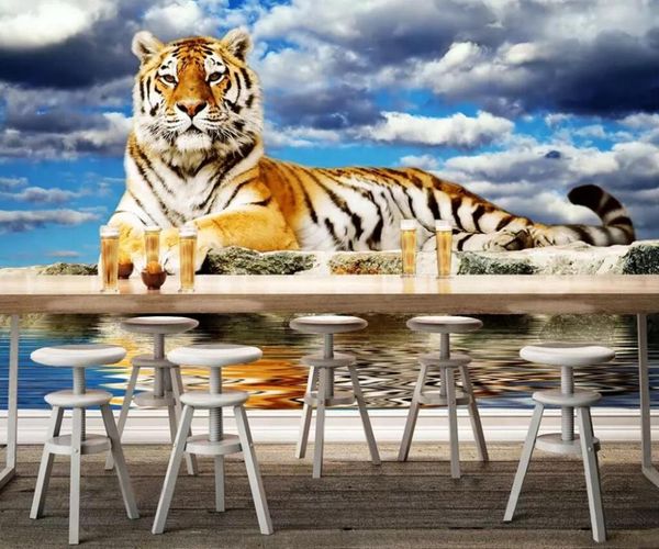 

wallpapers cjsir custom po 3d wallpaper mural blue sky white clouds tiger background wall papers home decor papier peint