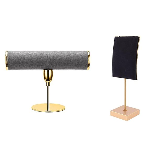 

jewelry pouches, bags microfiber bracelet t-bar rack hard display stand with necklace hanger, Pink;blue