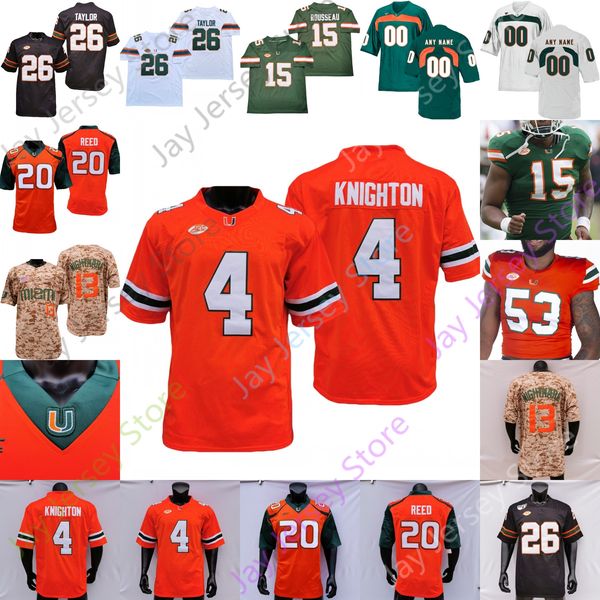 Maglia da calcio Miami Hurricanes NCAA College Tyler Van Dyke Henry Parrish Jr. Mark Fletcher Jr. Sean Taylor Francisco Mauigoa Colbie Young Restrepo Allen Chaney Jr.