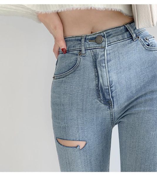 

women's jeans , ripped for women, jeans, fashion street skinny pants, women, Blue