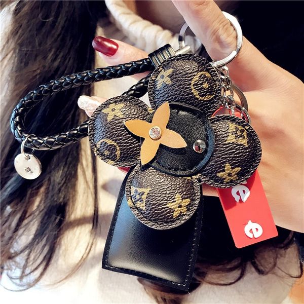 

key ring car keychians for women workmanship leather trend keychians creative sun flower keychain pendants keychain accessories, Black;brown