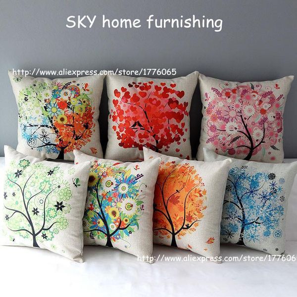 

cushion/decorative pillow 45*45 factory wholesale professional custom-made cushion cotton and linen hold coat four seasons trees style desig