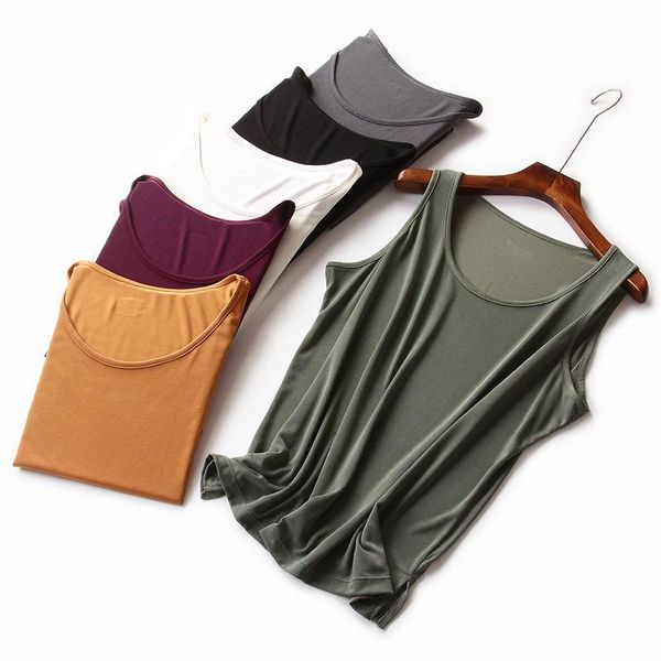 

women's tanks & camis 2021 oversized tank casual o-neck modal vest sleeveless t shirt basic tee plus size, White