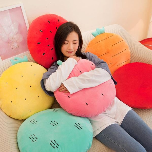 

cushion/decorative pillow cartoon fruit seat cushion short plush pp cotton filling chair with ties thicken soft nap pillows solid color cush