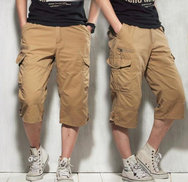 

multi baggy summer men's pocket military short cotton cargo shorts breeches male long men tactical plus size 5xl, White;black