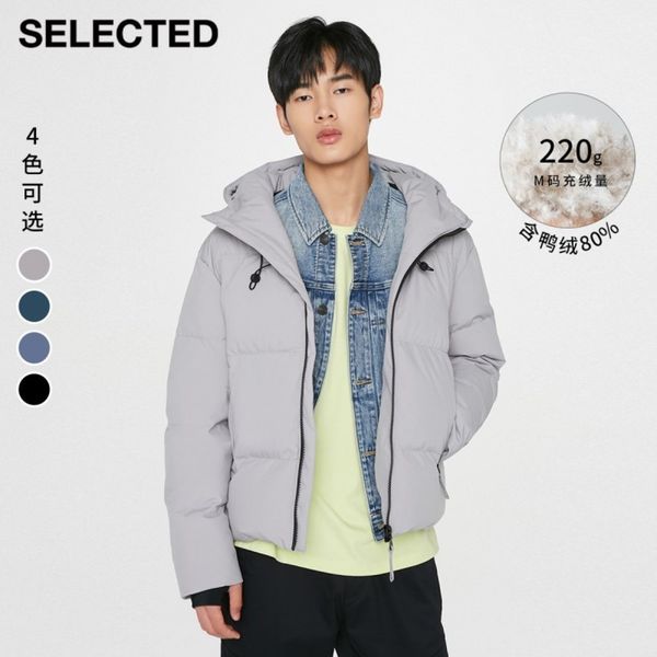 

selected down et, hooded, solid, 42041030, Black