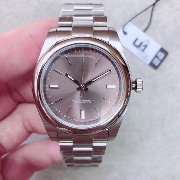 

wristwatches u1 factory mens watch oyster perpetual automatic mechanical sweep movement sapphire glass stainless steel waterproof wristwatch, Slivery;brown
