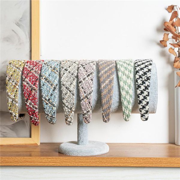 

hair accessories plaid korean style vintage women girls bezel band headband hoop fashion luxurious geometric pattern