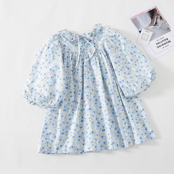 Kinder Kleidung Frühling Herbst Mädchen Nette Floral Puff Sleeve Prinzessin Kleid Kleinkind Kleines Mädchen Party 210515