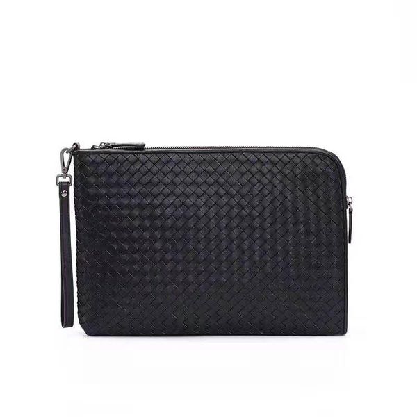 

men's genuine leather bag sheepskin handbag woven men wallets, Red;black