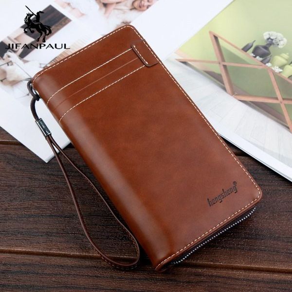 

men's clutch wallet men long zipper european and american large capacity mobile phone bag wallets, Red;black