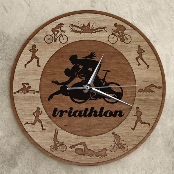 

wall clocks triathlon athletics clock swimming running cycling acrylic modern design home office decor triathletes gift