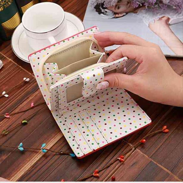 

fashion candy colors women wallets polka dots leather zipper small wallet purse cards holder for girls laddies, Red;black