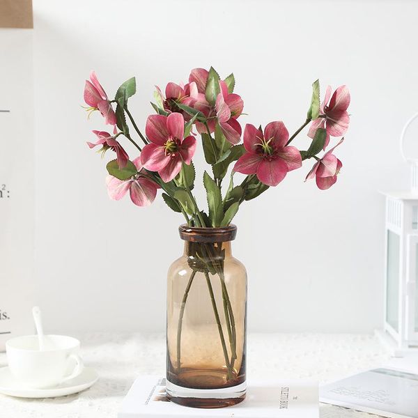 

decorative flowers & wreaths 38cm artificial flower 3d desert christmas rose silk home decor wedding bouquet passiflora fake pot table party