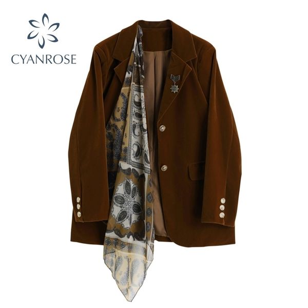 

autumn winter vintage stylish women's blazer elegant long sleeve turn down collar jacket female outerwear chic ladies 210515, White;black