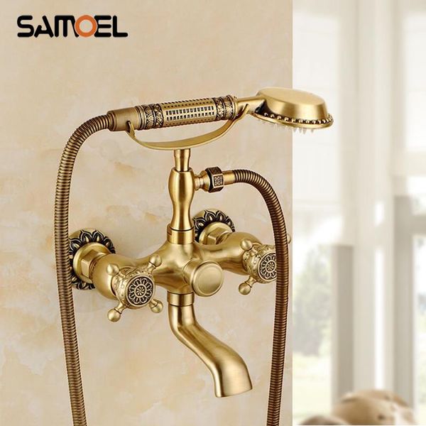 

luxury european exquisite antique bronze bathroom shower faucet set wall mount bathtub mixer tap sf1056 sets