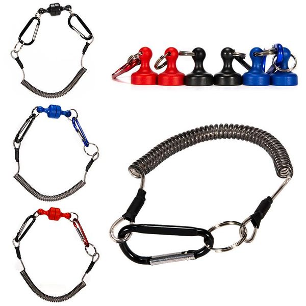 

fishing magnetic quick release clips net holder with coil lanyard carabiner cords, slings and webbing