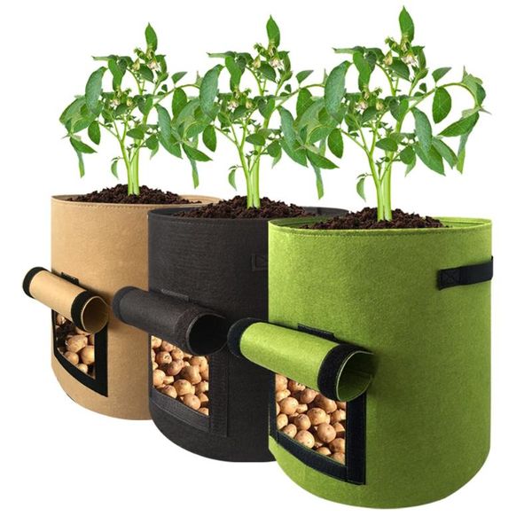 Fioriere Vasi Piantagione di ortaggi Borsa per coltivazione Fioriera per patate fai-da-te Stoffa Borse per contenitori per fiori di pomodoro Addensare Vaso da giardino Forniture da giardino