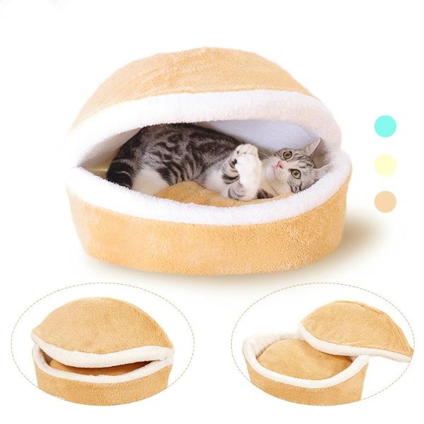 

cat beds & furniture warm bed house hamburger disassemblability windproof pet puppy nest shell hiding burger bun for winter